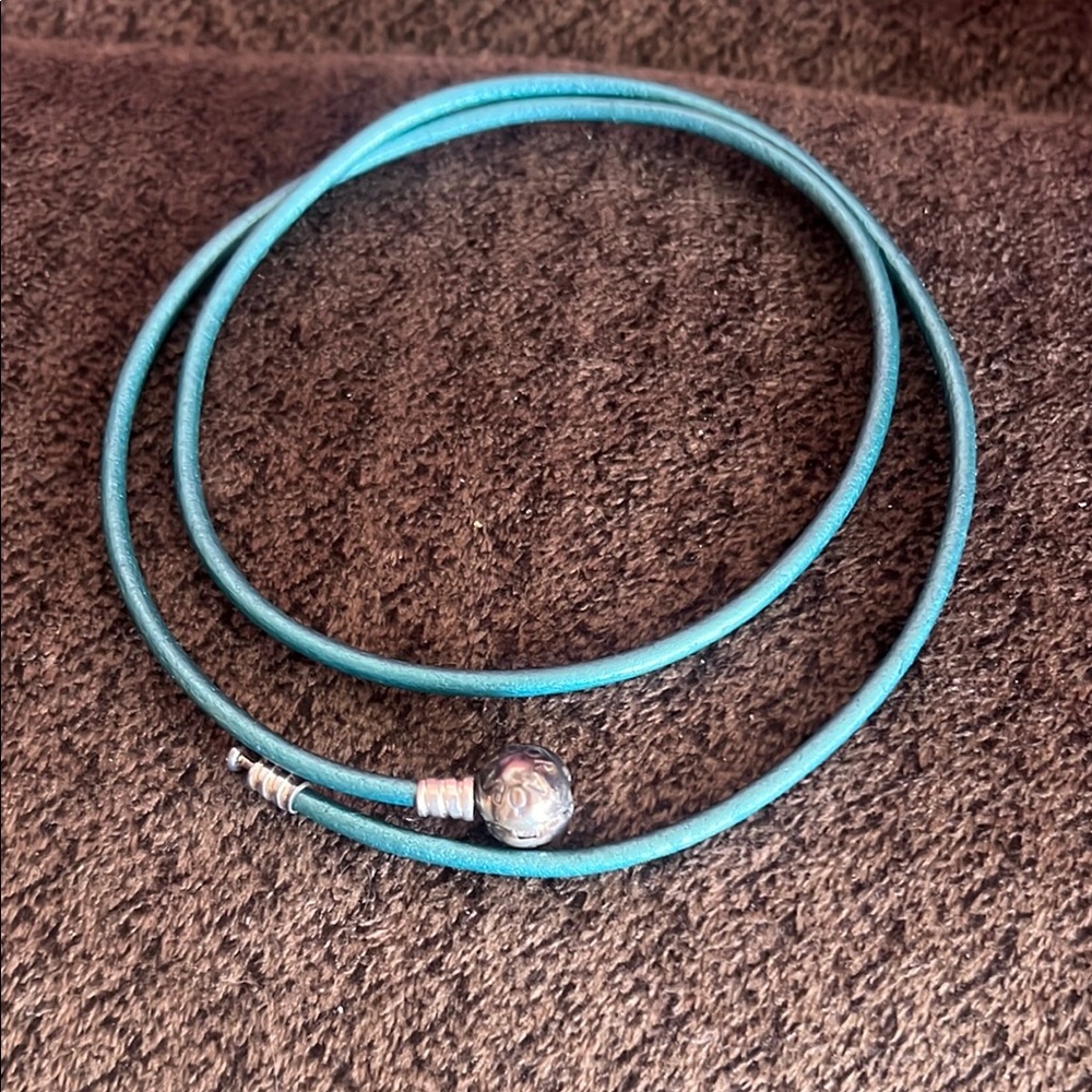 Pandora teal leather wrap bracelet.